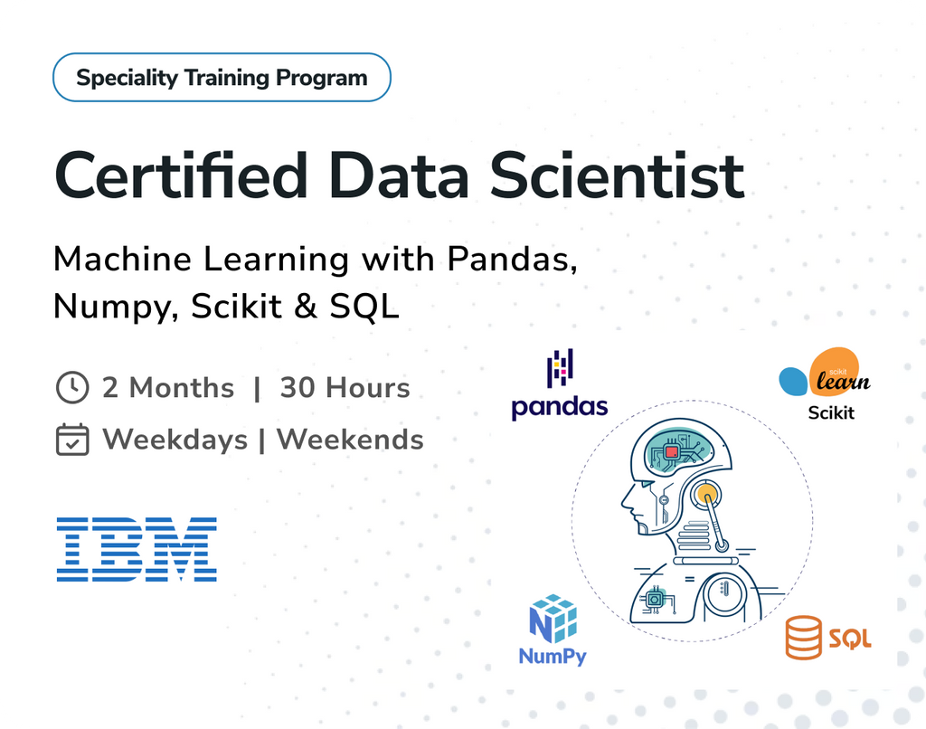 Certified Data Scientist - Machine Learning with NumPy, Pandas, Scikit & SQL